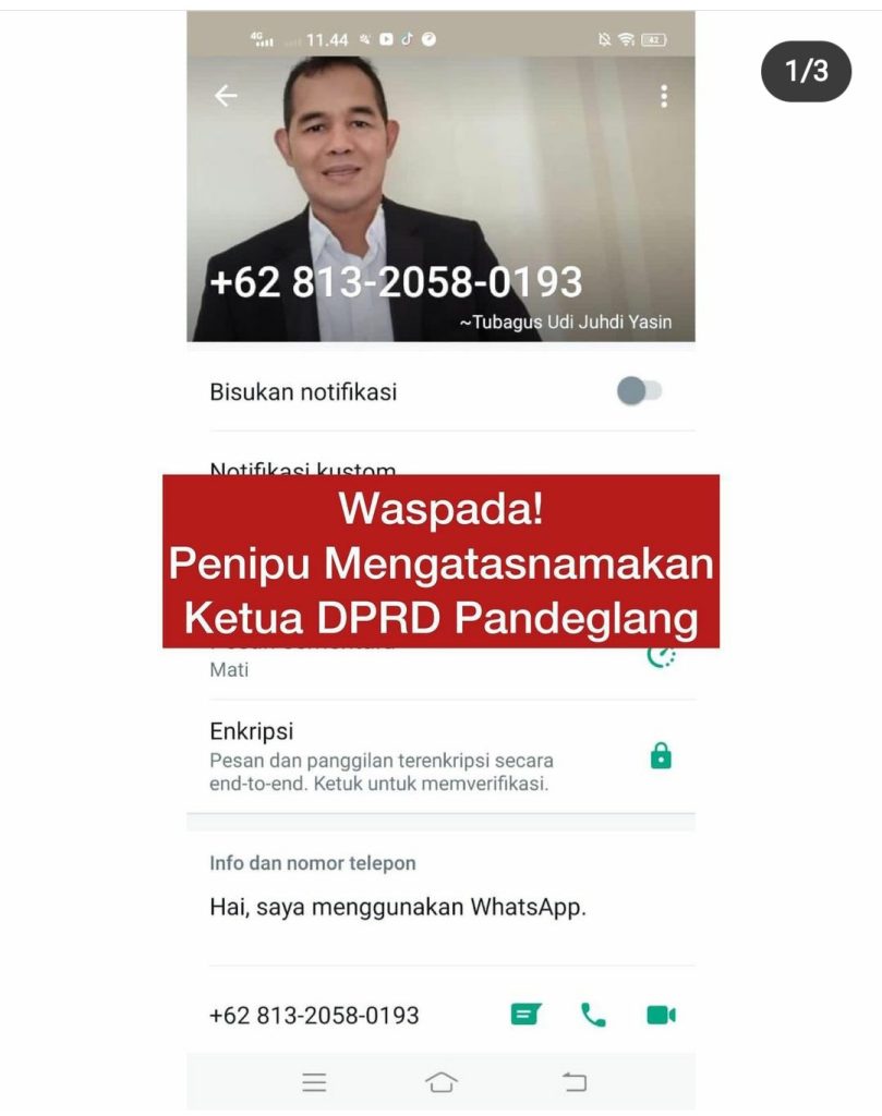Catut Nama Ketua DPRD Melalui Whatsapp, Iming-imingi Korban Jadi PNS : Awas Penipuan