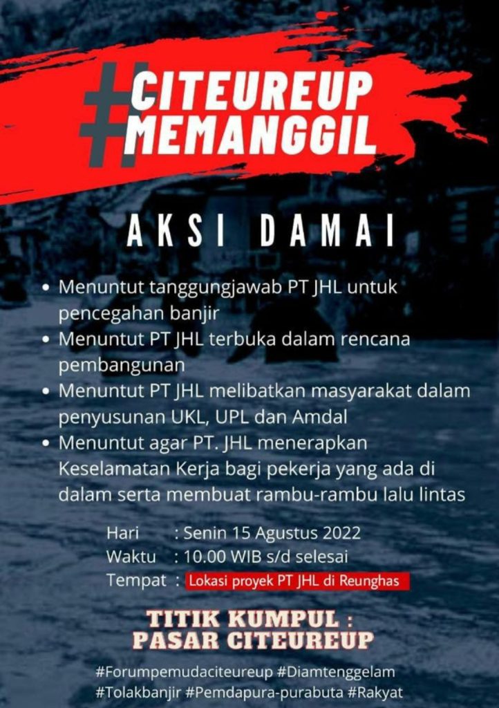 Dituding Penyebab Banjir, Proyek PT JHL Bakal Didemo