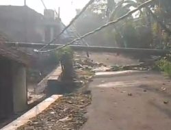 Tiang Listrik Roboh Timpa Rumah Warga, Petugas Belum Lakukan Evakuasi